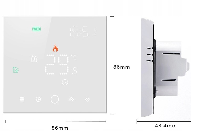 Termostat Zwierny 3A do Pieca Biały ZigBee TUYA Seria PS