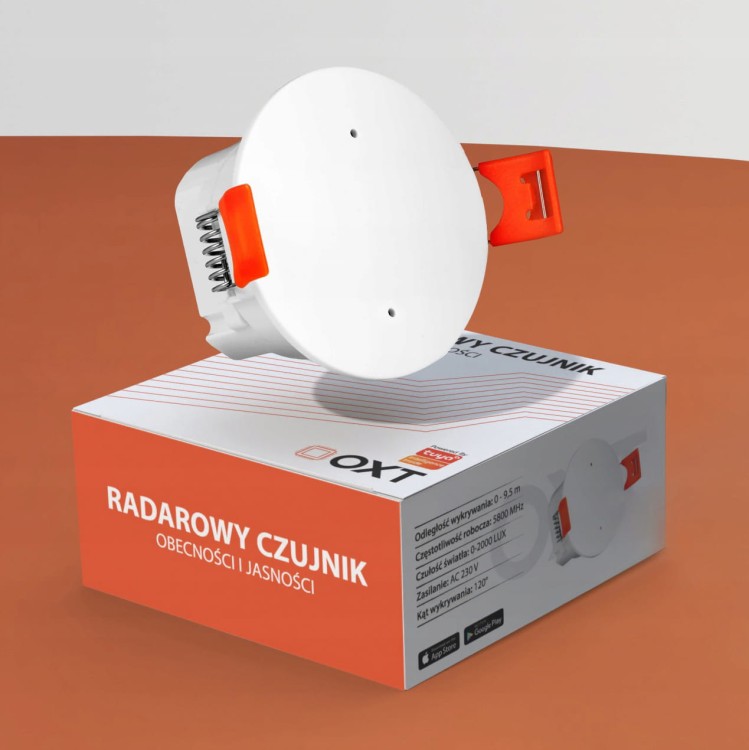 OXT Czujnik obecności jasności podtynkowy wpuszczany 230V 120° WiFi TUYA
