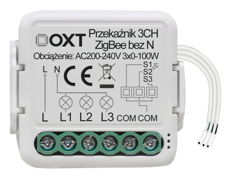 Moduł OXT Mini przekaźnik 3 Obw. Bez N ZigBee TUYA