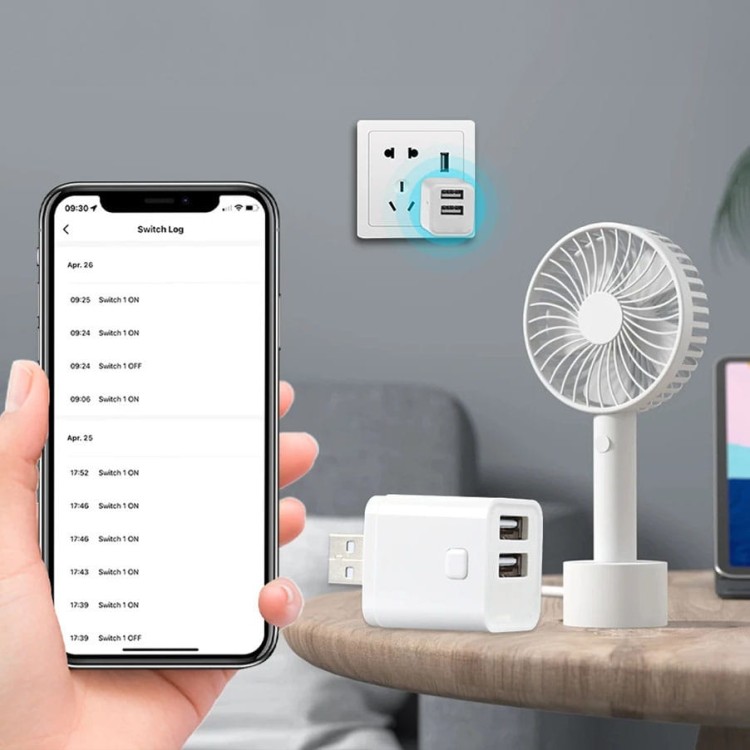 Inteligentny Mini Przełącznik adapter USB 2 porty 5-12V WiFi TUYA