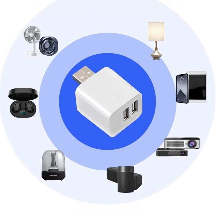 Inteligentny Mini Przełącznik adapter USB 2 porty 5-12V WiFi TUYA