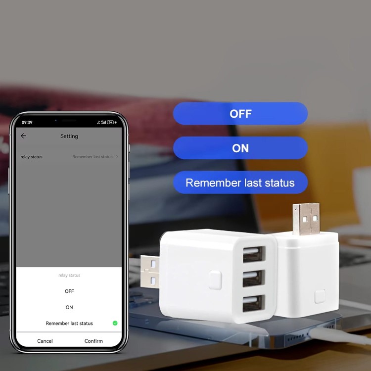 Inteligentny Mini Przełącznik adapter USB 3 porty 5-12V WiFi TUYA