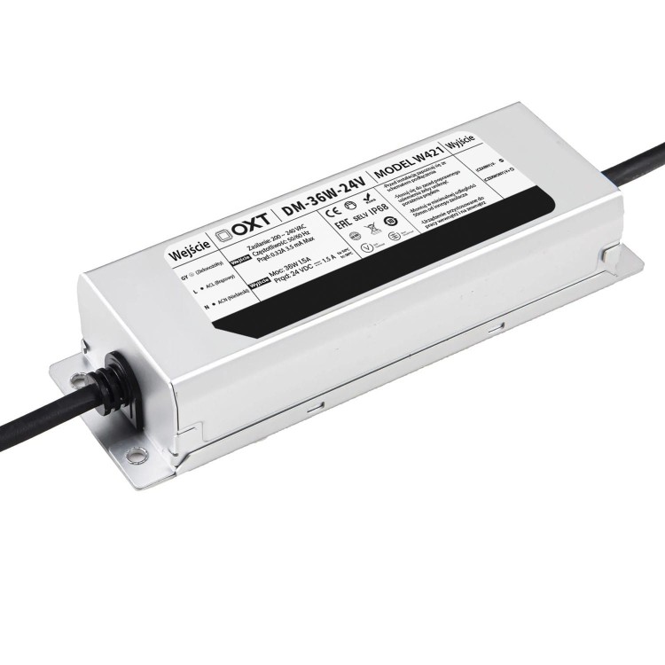 OXT Zasilacz LED 24V 36W 1.5A IP68 Wodoodporny Hermetyczny