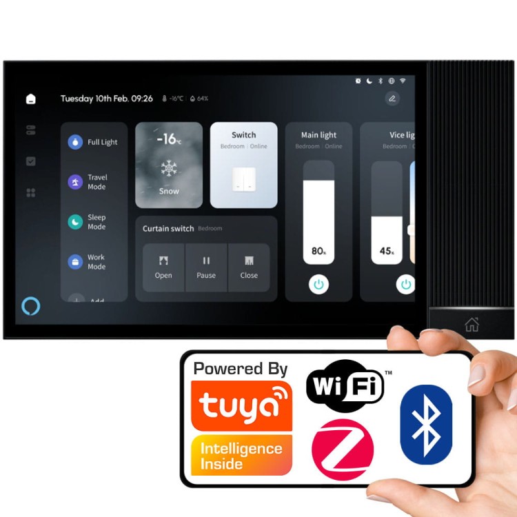 Panel dotykowy 8" Smart Home Tuya – ZigBee, WiFi, Bluetooth, Alexa