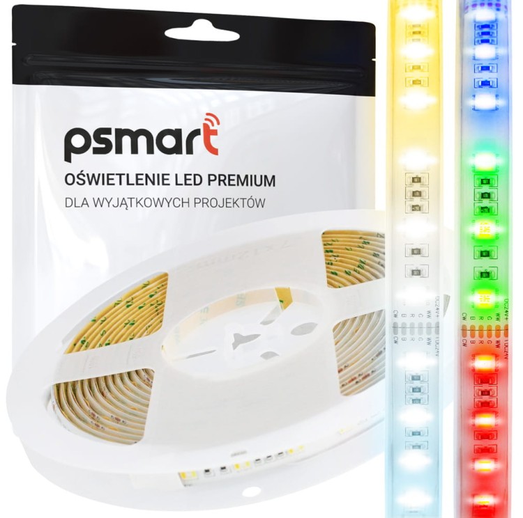 PSMART Taśma LED RGB+CCT 24V 5m IP65 5050 60LED/m – wodoodporna, biała ciepła i zimna