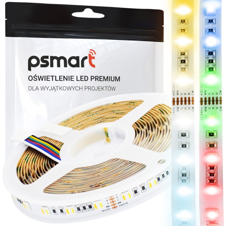 PSMART Taśma LED RGB+CCT 24V 5m IP20 – 5050, 60LED/m, barwa biała regulowana