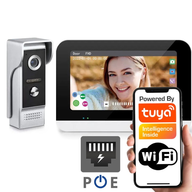 Mały wideodomofon z ekranem – zestaw PT Tuya PoE