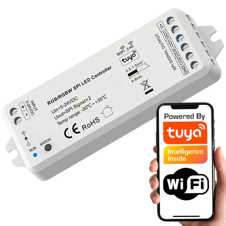 Kontroler LED SPI RGBIC COB 2w1 TUYA WiFi + RF Seria SD