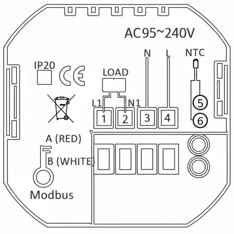 Termostat Obciążalny 16A Biały TR081 WiFi TUYA