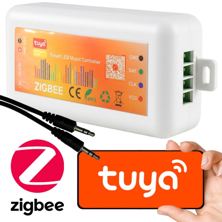 Kontroler Cyfrowych taśm LED RGBIC RGBWIC z Mikrofonem 5-24V ZigBee TUYA