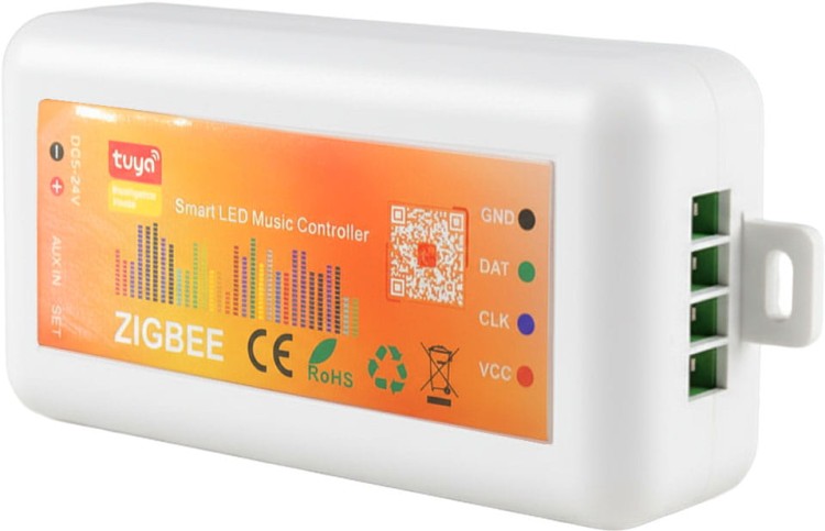Kontroler Cyfrowych taśm LED RGBIC RGBWIC z Mikrofonem 5-24V ZigBee TUYA