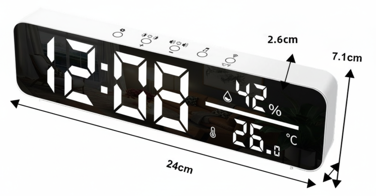 Zegar Elektroniczny LED z Czujnikiem Temperatury i Wilgotności WiFi TUYA