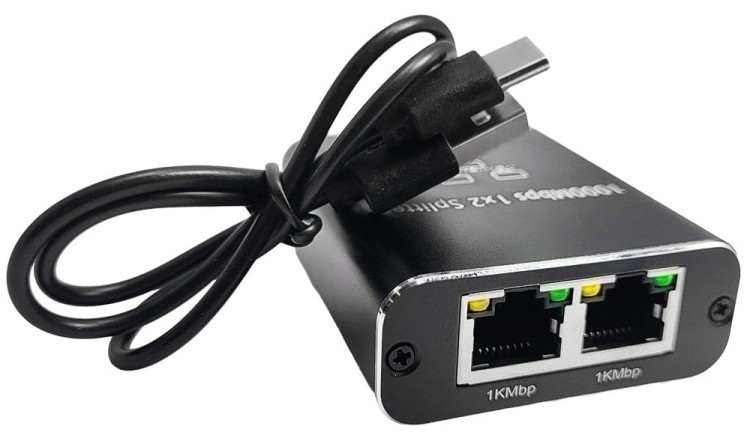 Rozdzielacz RJ45 1x2 USB-C 1000Mbit