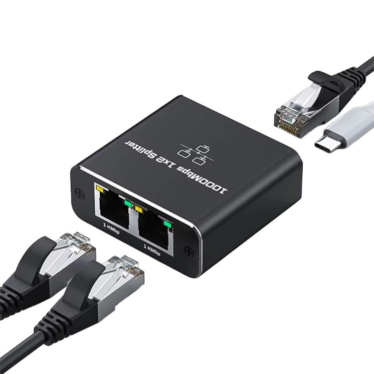 Rozdzielacz Splitter LAN RJ45 1x2 1000 Mbit USB-C