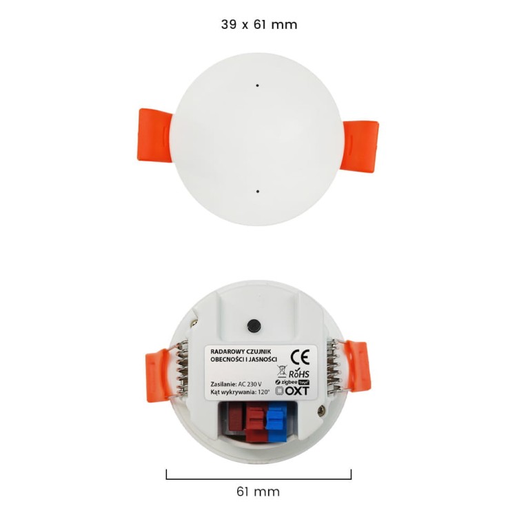 OXT Czujnik radar obecności jasności 230V ZigBee TUYA