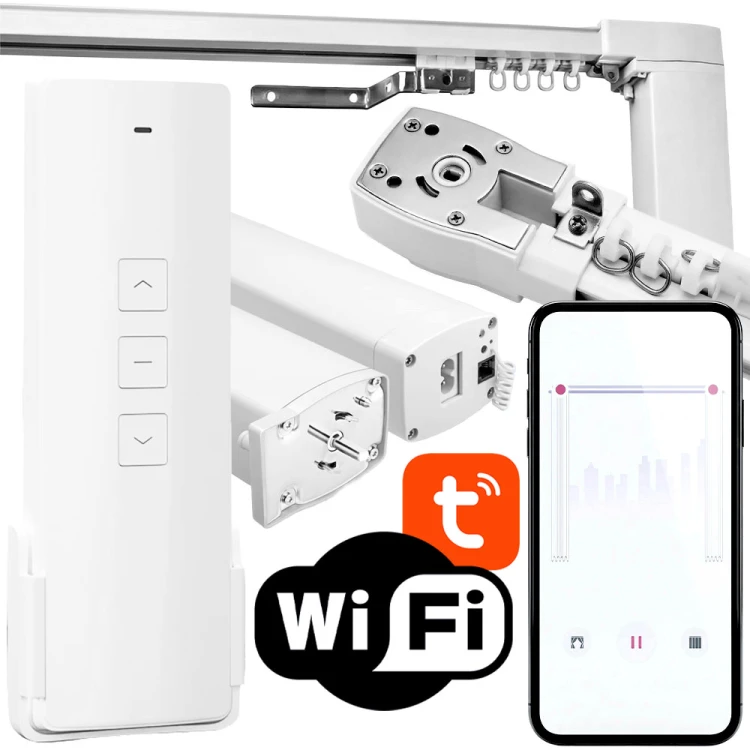 Karnisz elektryczny 4.2m silnik zasłon z pilotem + akcesoria WiFi TUYA