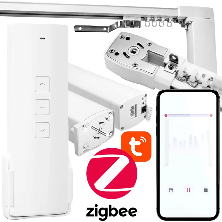 Karnisz elektryczny 6.2m silnik zasłon z pilotem + akcesoria ZigBee TUYA