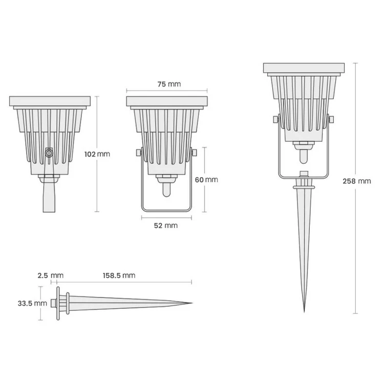 Reflektor ogrodowy 3m - wtyczka oświetlenie RGBCCT 7W 230V Seria GL ZigBee RF do HUE TUYA
