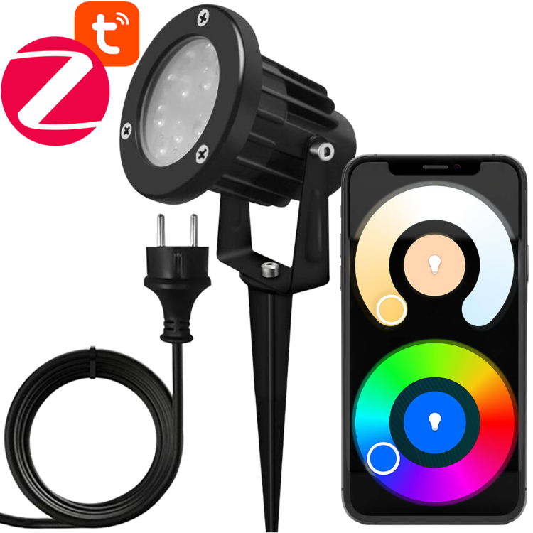 Reflektor Ogrodowy z Wtyczką 3m Oświetlenie RGBCCT 7W 230V Seria GL ZigBee RF HUE TUYA