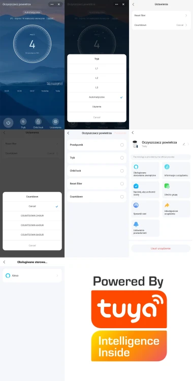 Oczyszczacz powietrza z wymiennymi filtrami HEPA PM 2.5 Biały WiFi TUYA
