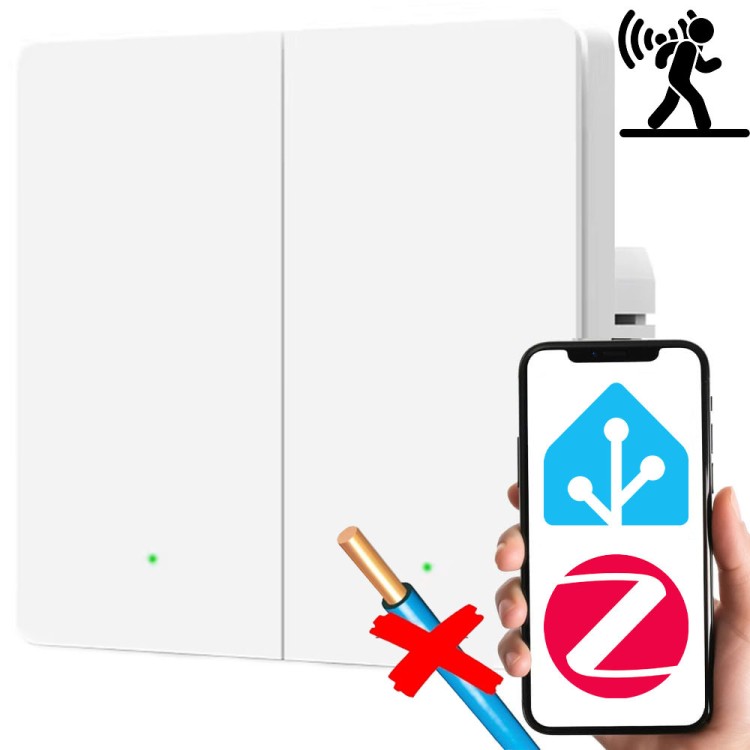 Włącznik światła 2CH + Sensor obecności Bez N ZigBee Home Assistant