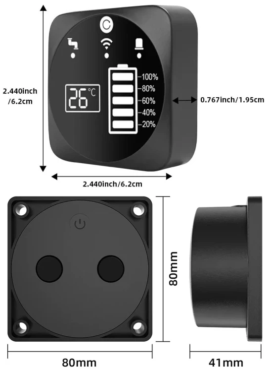 Czujnik + Monitor poziomu cieczy w zbiorniku Tuya WiFi RF