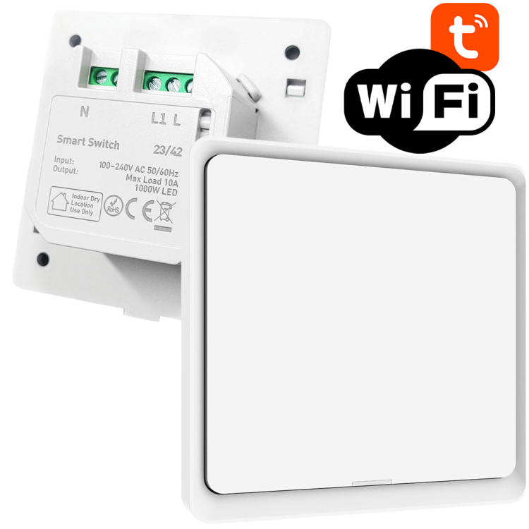 Włącznik światła 1 Obwód Biały Seria KT WiFi TUYA