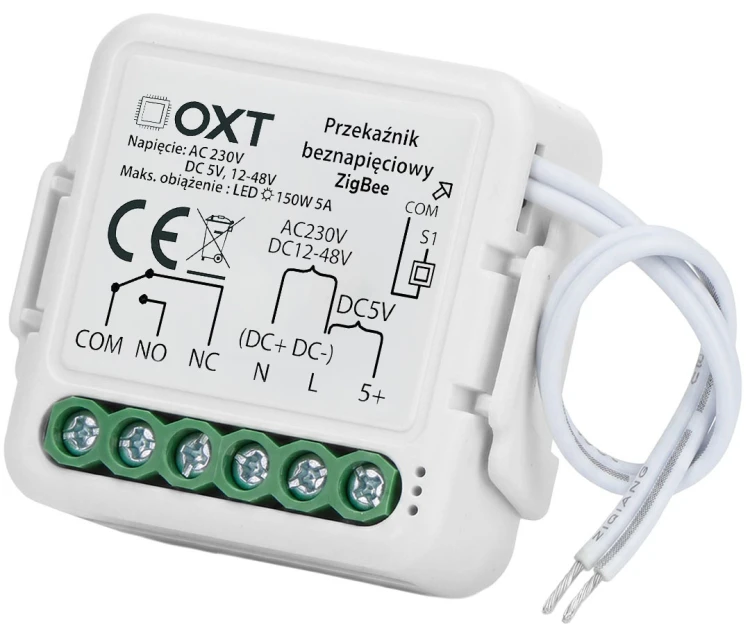 Moduł OXT Mini Przekaźnik beznapięciowy AC 230V DC 5V 12-48V ZigBee TUYA
