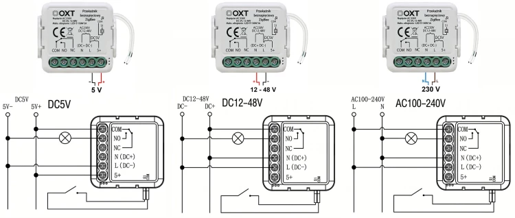 Moduł OXT Mini Przekaźnik beznapięciowy AC 230V DC 5V 12-48V ZigBee TUYA