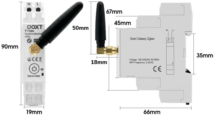OXT Bramka Centralka ZigBee z Anteną na Szynę DIN WiFi TUYA