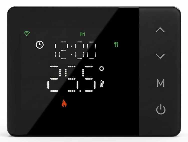 Termostat pokojowy Regulator Na Baterie do Kotła Pieca Czarny 2A WiFi TUYA