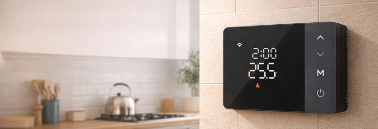 Termostat pokojowy Regulator Na Baterie do Kotła Pieca Czarny 2A WiFi TUYA