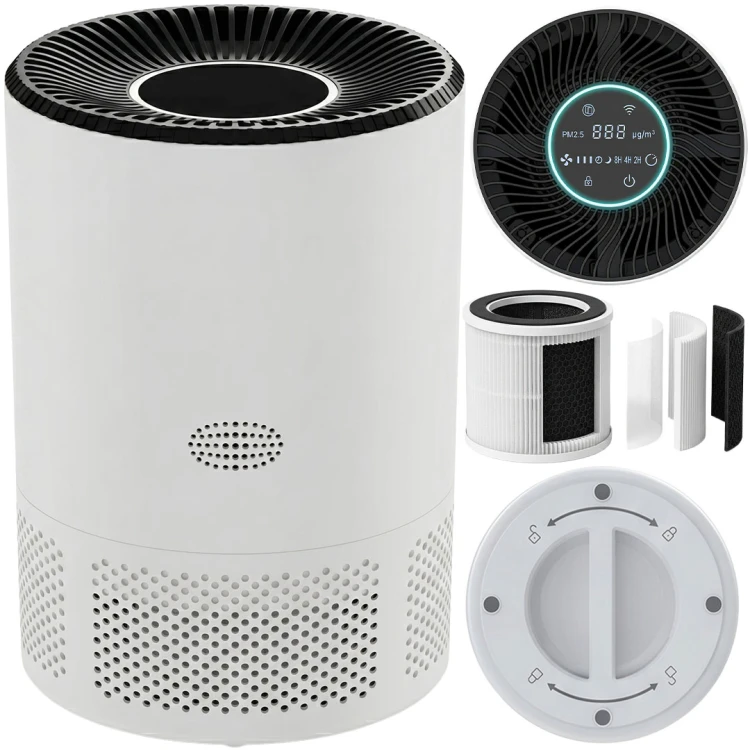 Oczyszczacz Powietrza TUYA WiFi do Pokoju 20-40m² 20dB Filtr HEPA Biały