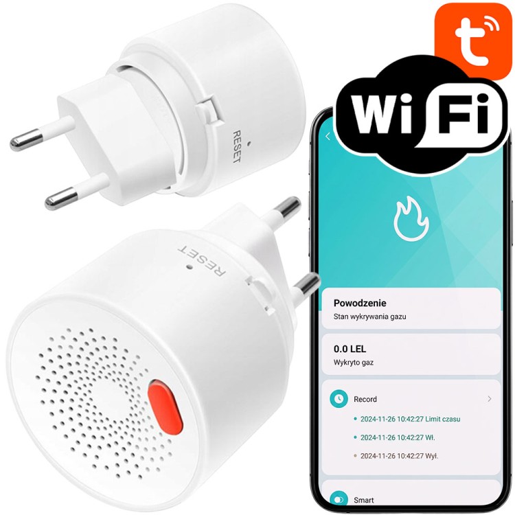 Czujnik Gazu ziemnego Metanu Propan-Butan LPG Wtyczka do Gniazdka WiFi TUYA