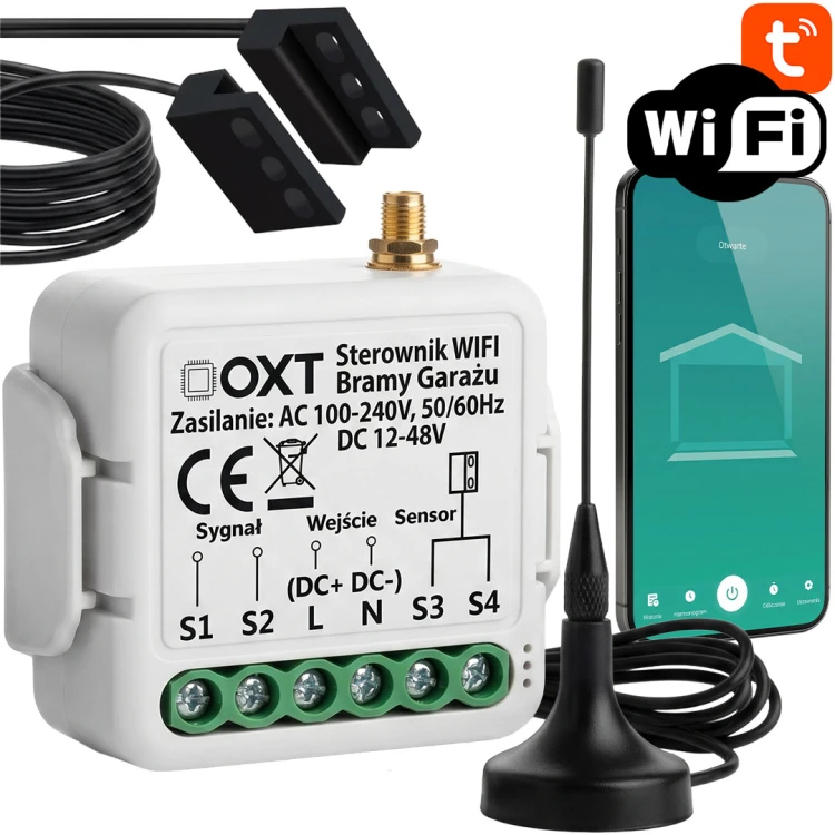 Moduł OXT Sterownik do Silnika Bramy Garażu z Czujnikiem i Zewnętrzną Anteną WiFi TUYA