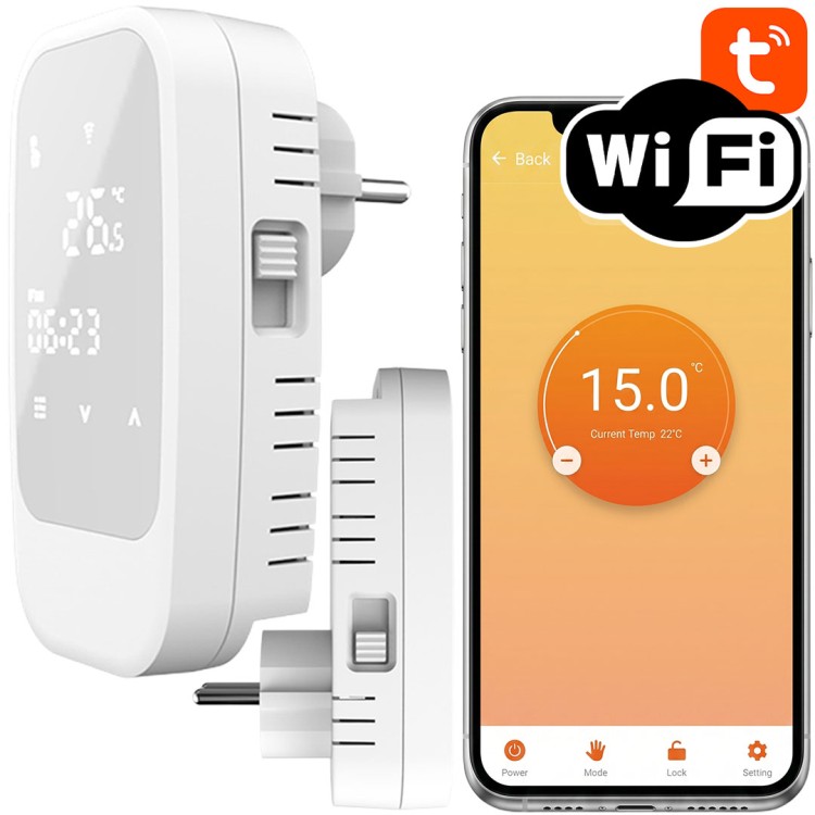 Gniazdko Termostat 10A z zaciskami Biały WiFi TUYA