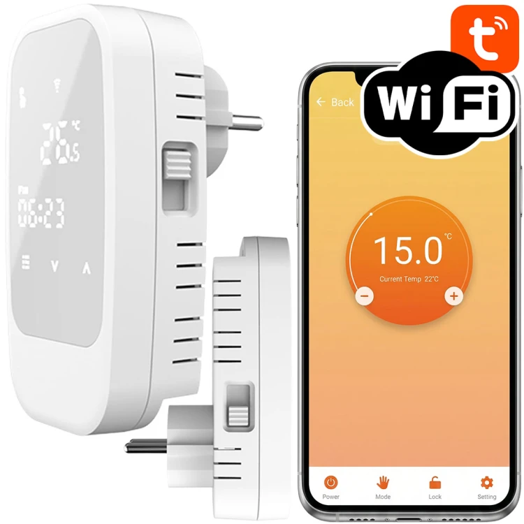 Gniazdko Termostat 10A z zaciskami Biały WiFi TUYA