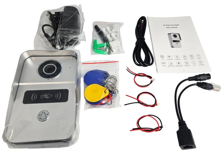 Wideodomofon PoE do Furtki Bramy Czytnik RFID 2MP WiFi Tuya Srebrny