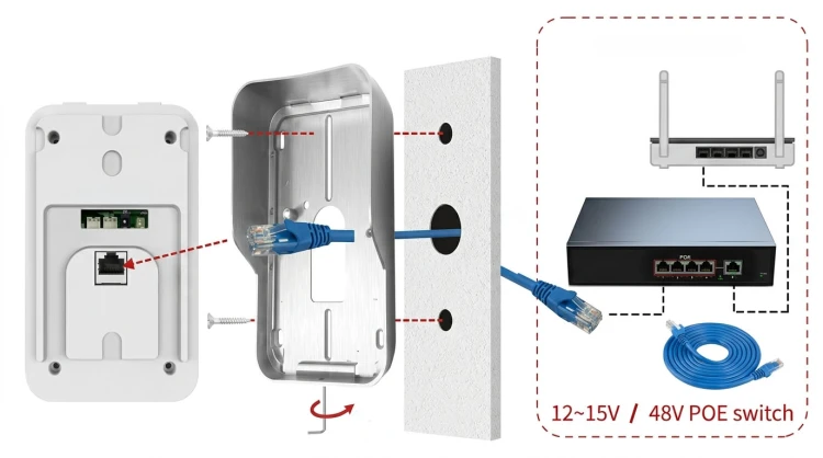 Wideodomofon PoE do Furtki Bramy Czytnik RFID 2MP WiFi Tuya Srebrny