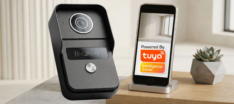 Wideodomofon PoE do Furtki Bramy Czytnik RFID 2MP AC/DC WiFi Tuya Czarny