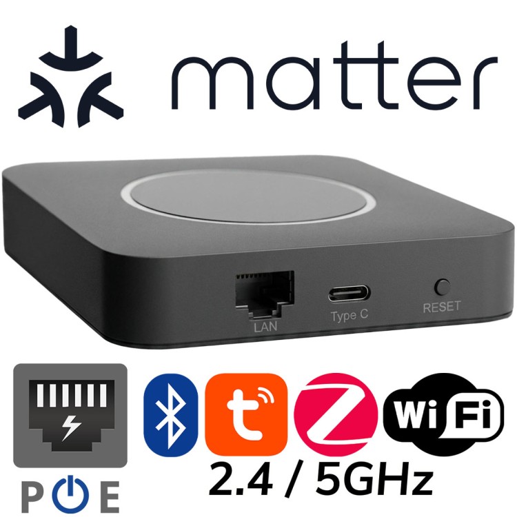 Bramka ZigBee Matter Thread Bluetooth BLE Sigmesh PoE TUYA WiFi 2.4/5GHz