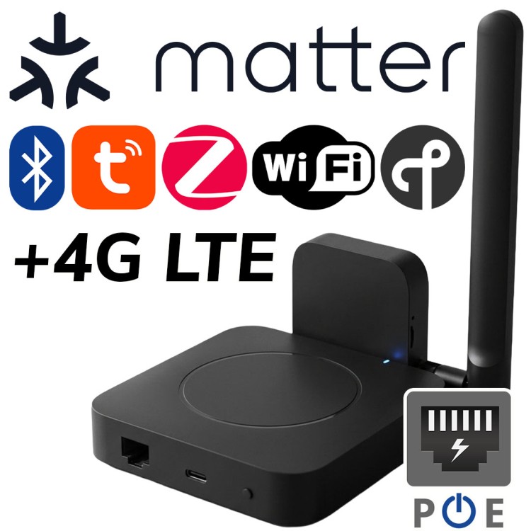 Bramka ZigBee Matter Thread Bluetooth PoE WiFi 2.4/5GHz TUYA + 4G LTE