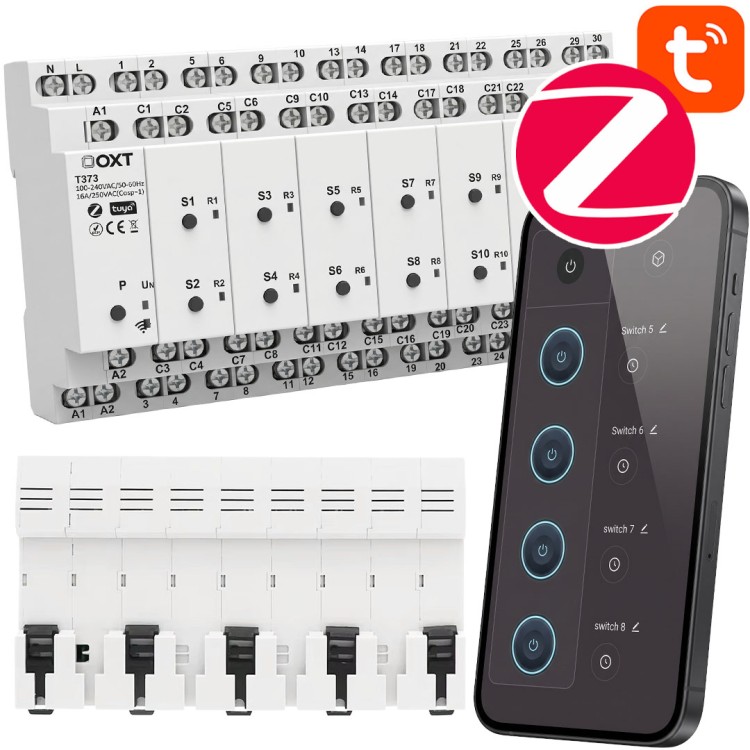 OXT Inteligentny Sterownik Przekaźnik 16 Kanałów z Przełącznikiem ZigBee Tuya