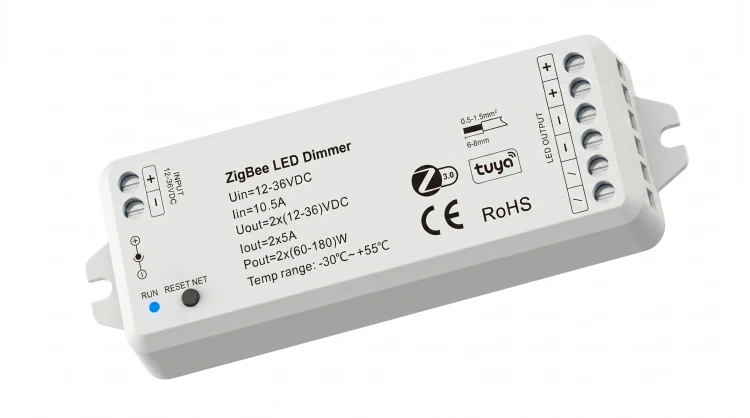 Sterownik Ściemniacz LED Mono 12-36V 2 Kanały 2x5A Seria SD ZigBee TUYA