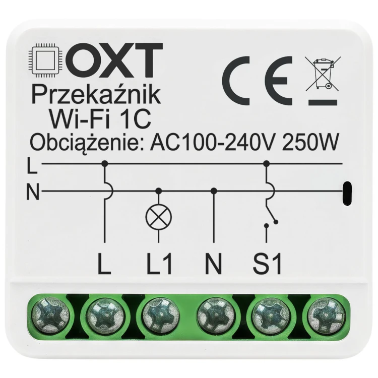 Moduł OXT Mikro Przekaźnik 1-Kanał 230V AC 12-24V DC WiFi TUYA