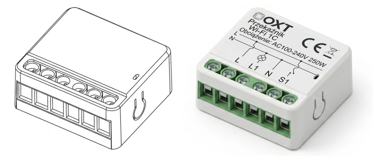 Moduł OXT Mikro Przekaźnik 1-Kanał 230V AC 12-24V DC WiFi TUYA