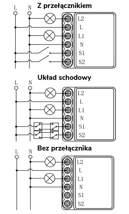 Moduł OXT Mikro Przekaźnik 2-Kanały 230V AC 12-24V DC WiFi TUYA