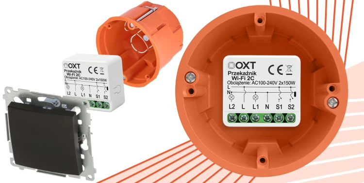 Moduł OXT Mikro Przekaźnik 2-Kanały 230V AC 12-24V DC WiFi TUYA