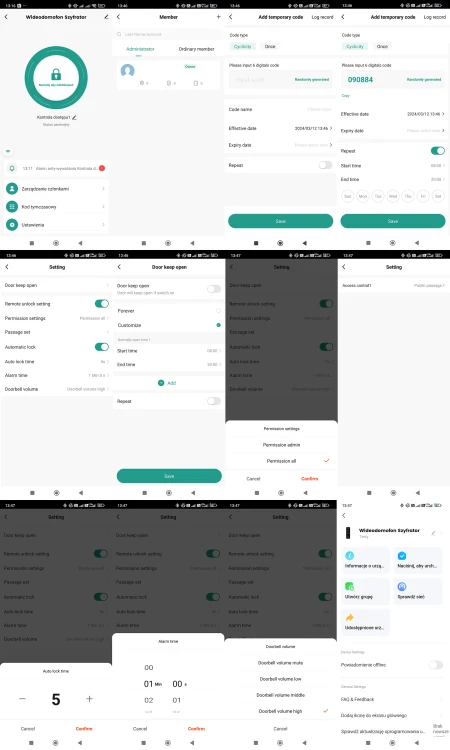 Wideodomofon szyfrator kablowy na odcisk palca pilot IR PIN RFID WIFI TUYA