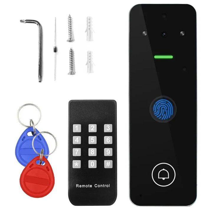 Wideodomofon szyfrator kablowy na odcisk palca pilot IR PIN RFID WIFI TUYA